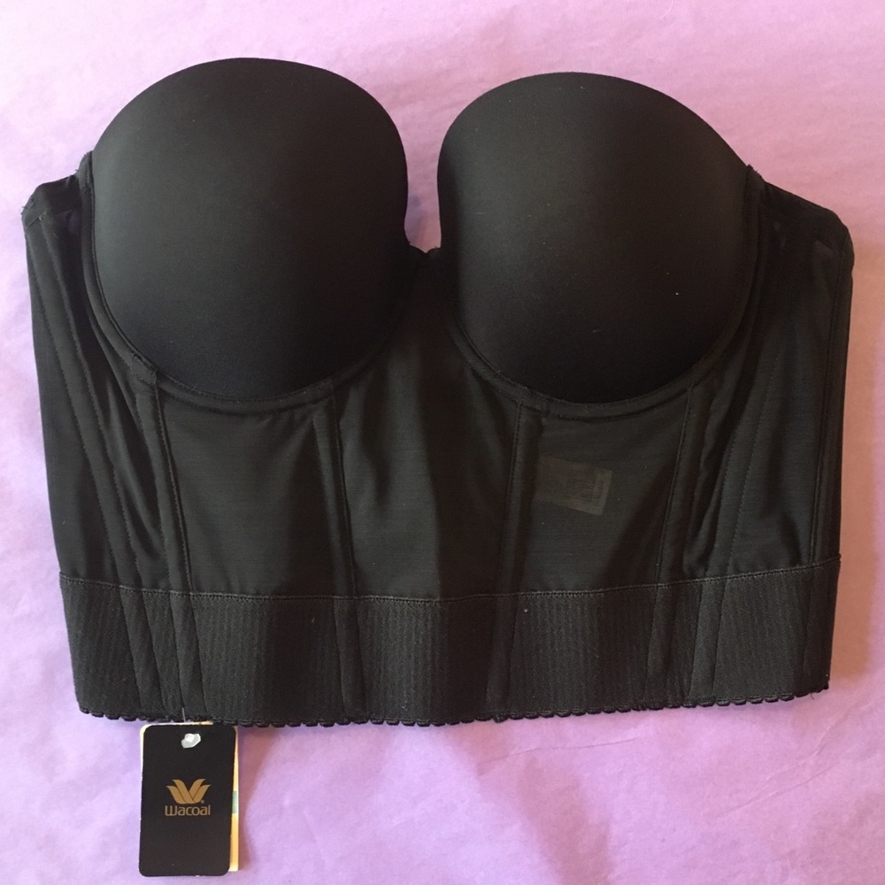 NEW Wacoal Low Back Strapless Longline Bustier 859119 Black